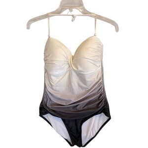 Sonnet Shores Women's Ombre Ruched One-Piece Swimsuit Size 12